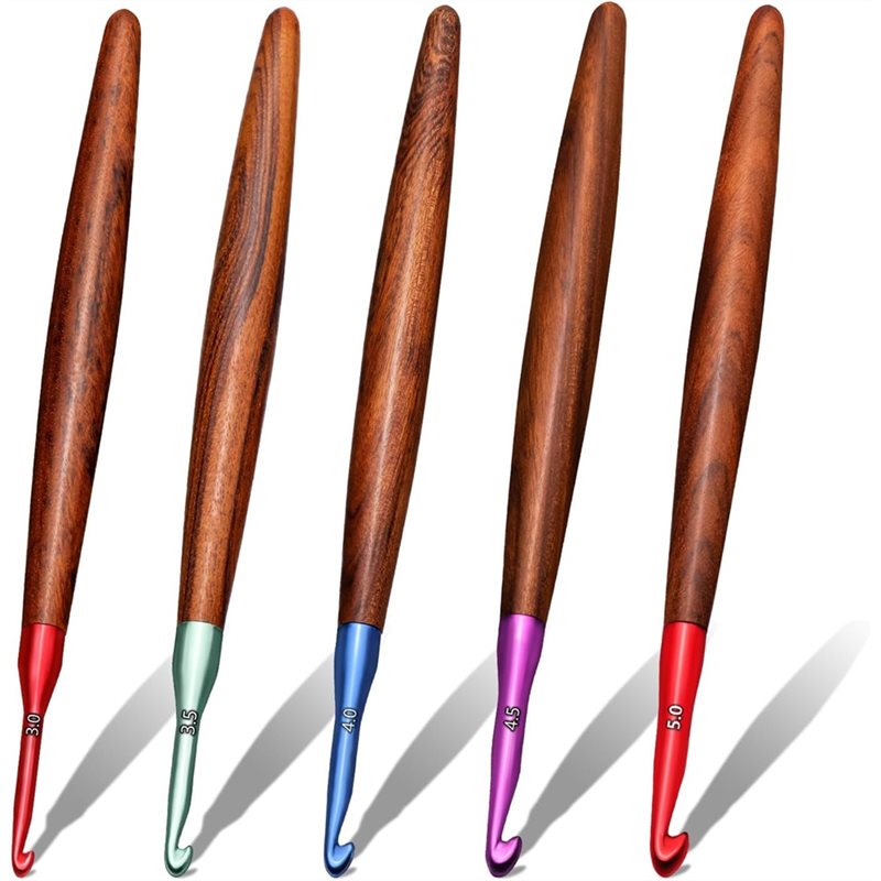 Wooden Crochet Hooks Ergonomic Handle - 【ÚLTIMA OPORTUNIDAD】Juego de agujas de ganchillo
