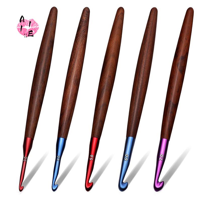 Juego de agujas de ganchillo A - Wooden Crochet Hooks Ergonomic Handle reseña y precio
