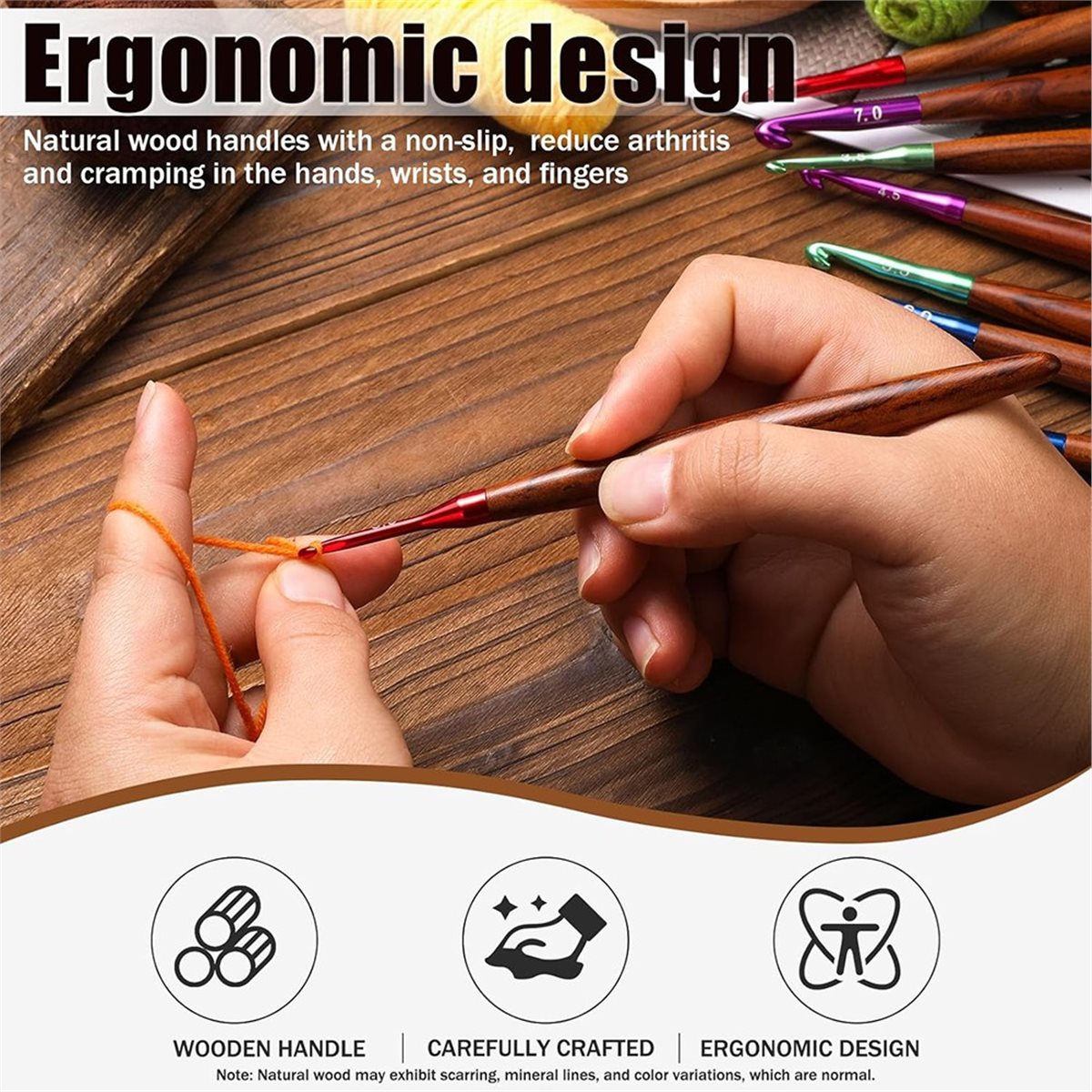 Juego de Agujas de Ganchillo 2 - Wooden Crochet Hooks Ergonomic Handle reseña y precio