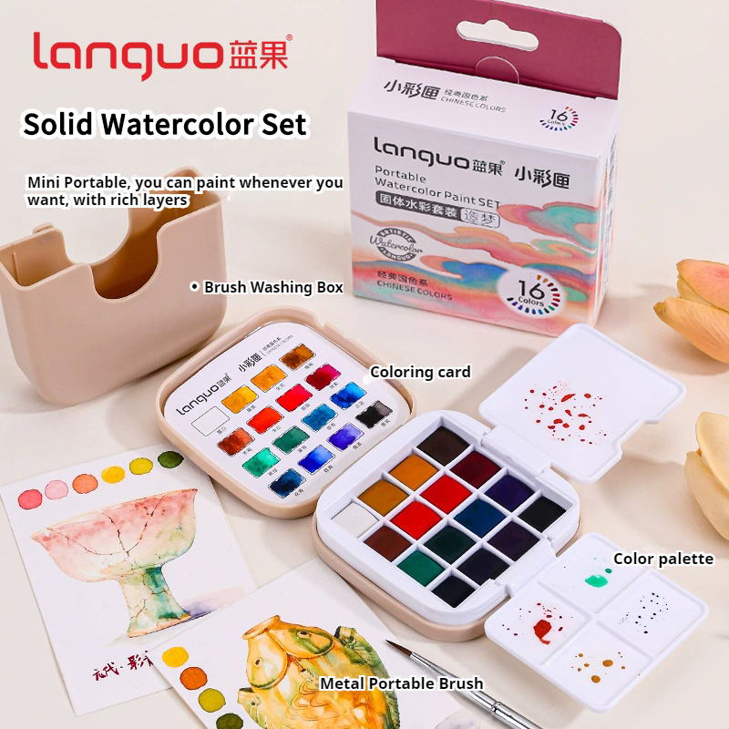 LANGUO-Juego de pintura de acu - Watercolor Paint Set Solid Pigment reseña y precio