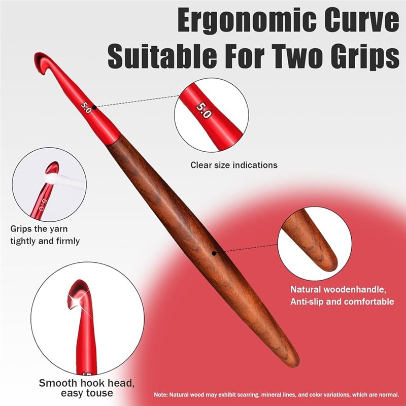 【ÚLTIMA OPORTUNIDAD】Juego de a - Wooden Crochet Hooks Ergonomic Handle reseña y precio